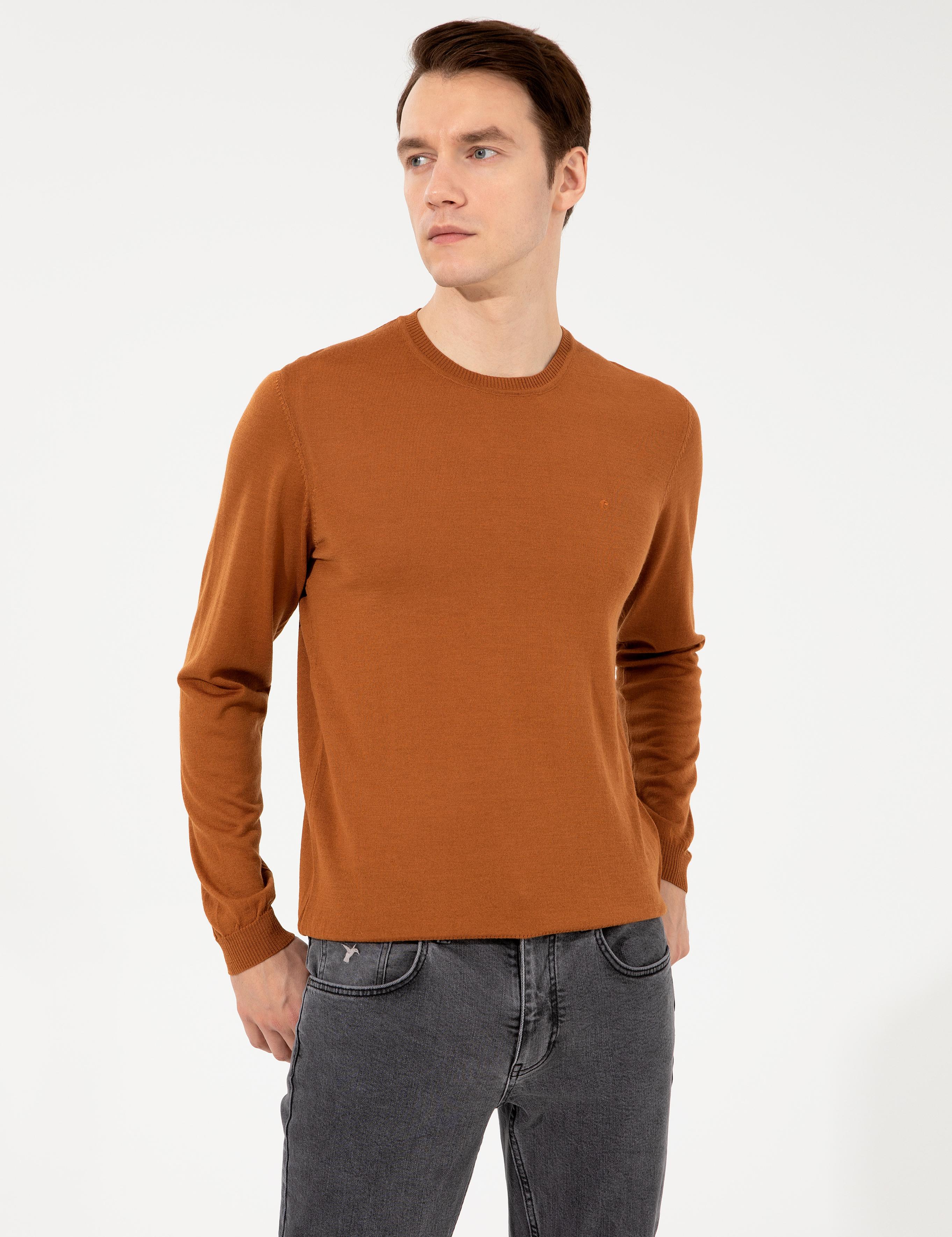 Tarçın Slim Fit Bisiklet Yaka Basic Triko Kazak - 50257398187
