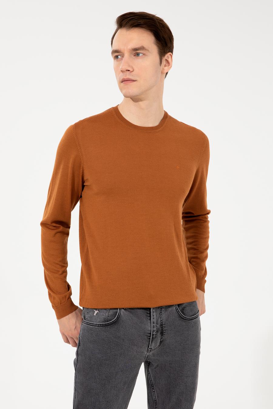 Tarçın Slim Fit Bisiklet Yaka Basic Triko Kazak - 50257398187