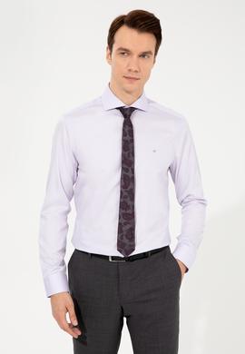 Lila Slim Fit Uzun Kollu Basic Gömlek