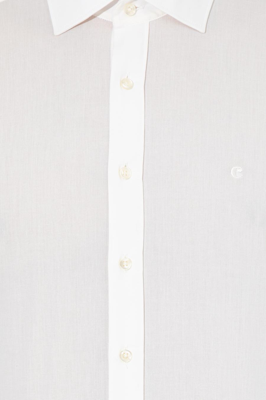 Ekru Slim Fit Uzun Kollu Basic Gömlek - 50235535072
