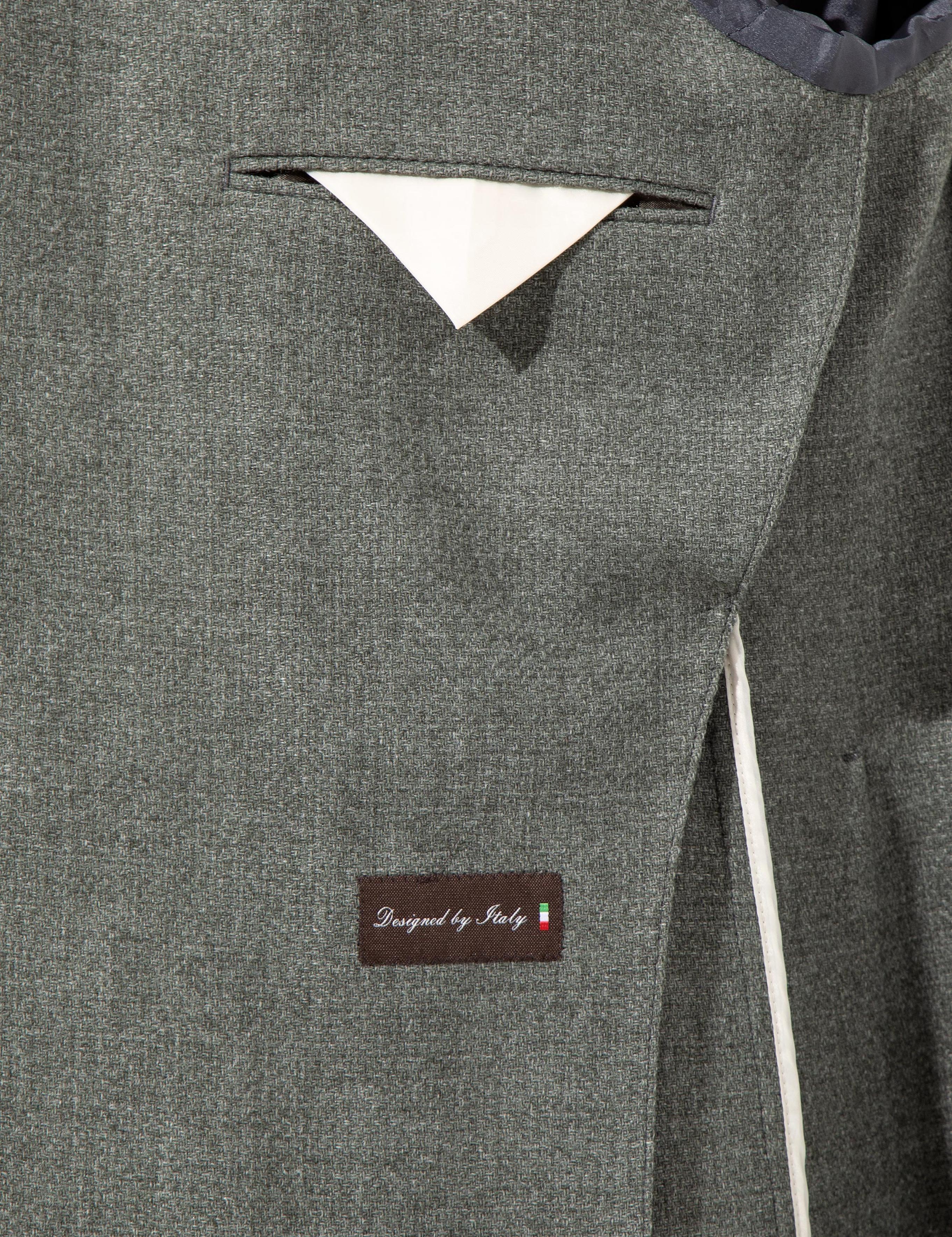 Haki Slim Fit Yün Karışımlı Mikro Desenli Ceket - 50260594164