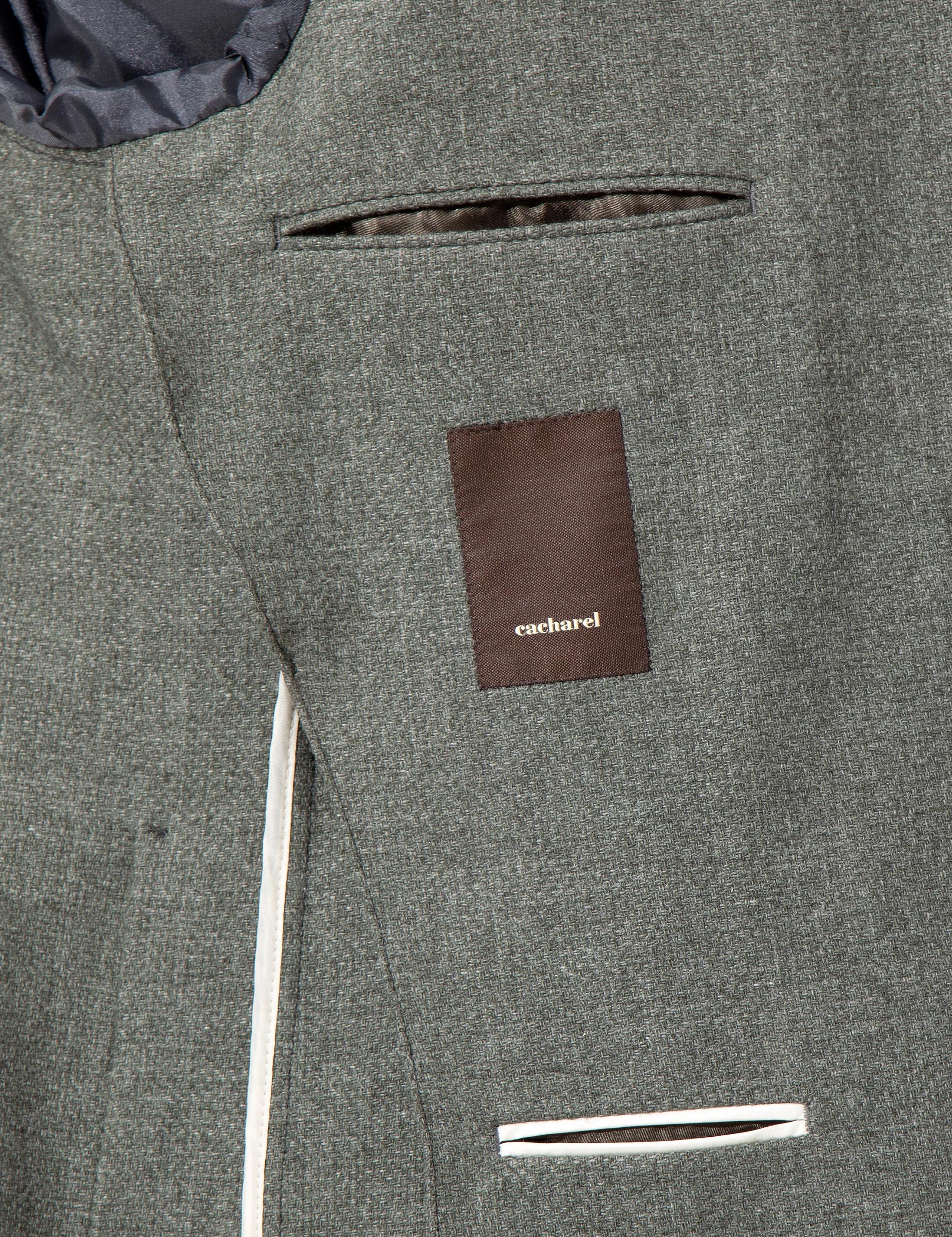Haki Slim Fit Yün Karışımlı Mikro Desenli Ceket - 50260594164