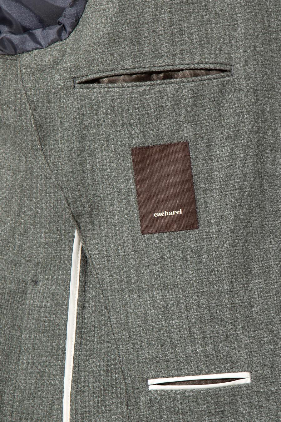 Haki Slim Fit Yün Karışımlı Mikro Desenli Ceket - 50260594164