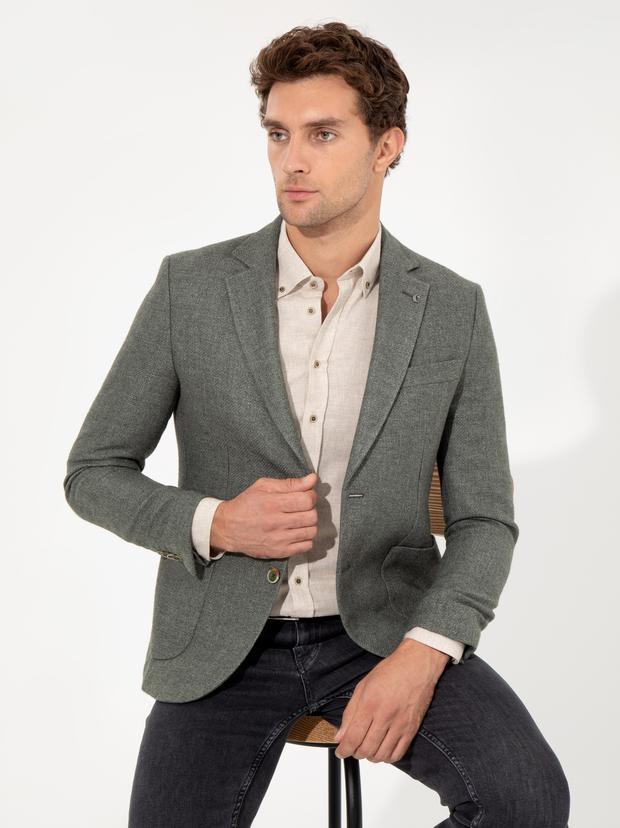 Haki Slim Fit Ceket
