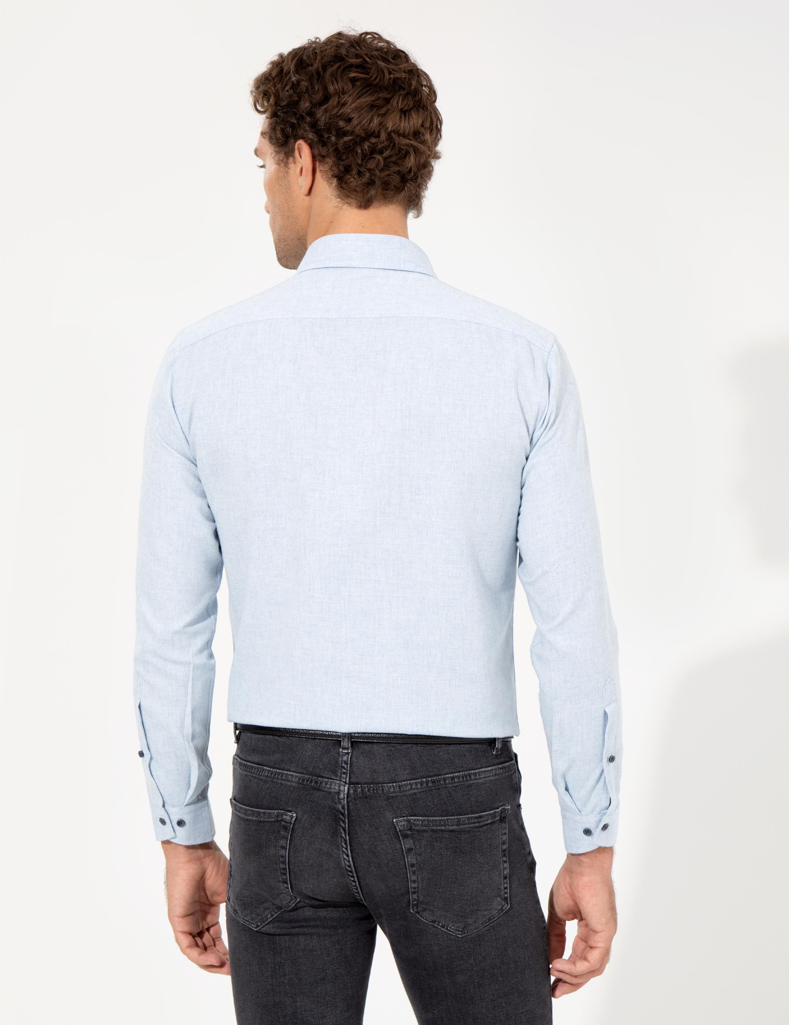 Açık Mavi Slim Fit Uzun Kollu Gömlek - 50256919189