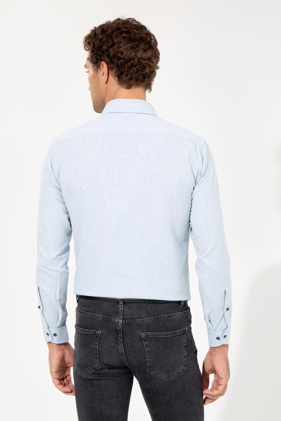 Açık Mavi Slim Fit Uzun Kollu Gömlek - 50256919189