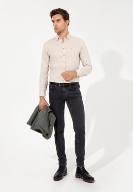 Bej Slim Fit Uzun Kollu Gömlek