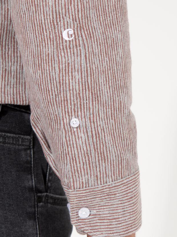 Bordo Slim Fit Uzun Kollu Gömlek