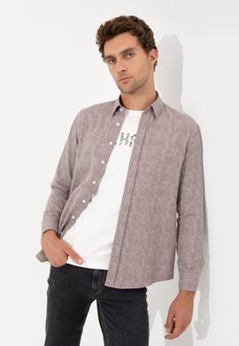 Bordo Slim Fit Uzun Kollu Gömlek