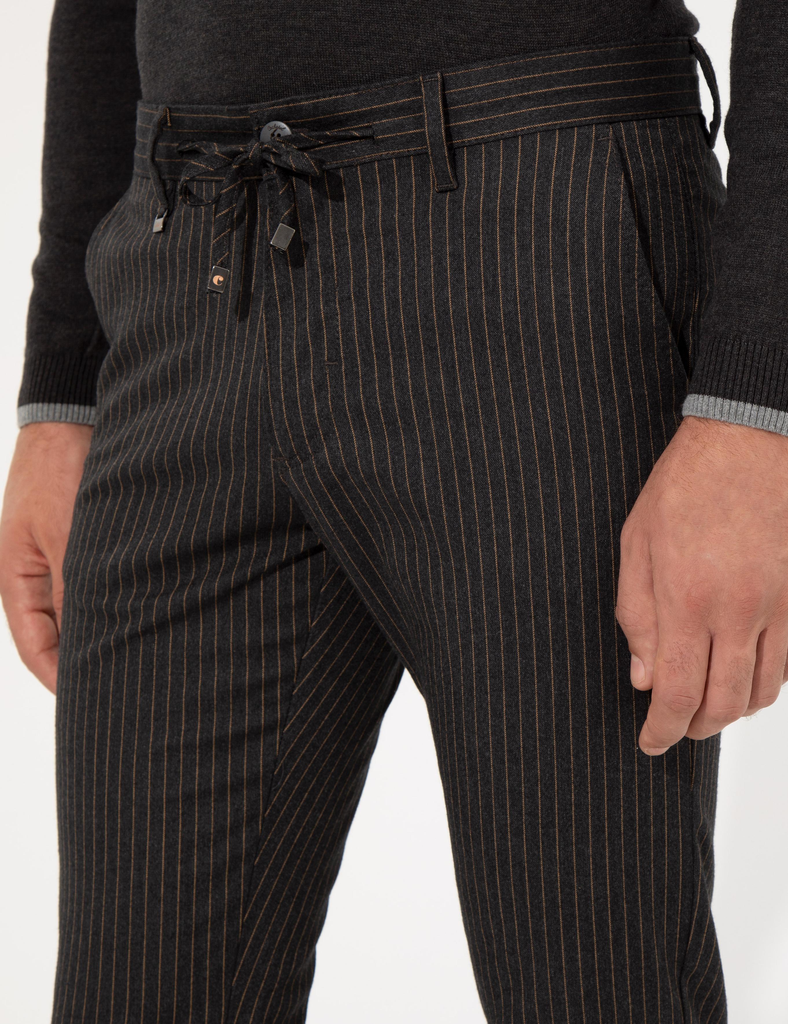 Antrasit Slim Fit Kanvas Pantolon - 50257047128