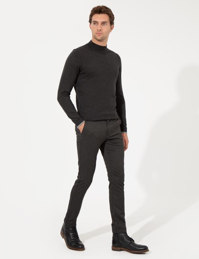 Antrasit Slim Fit Kanvas Pantolon