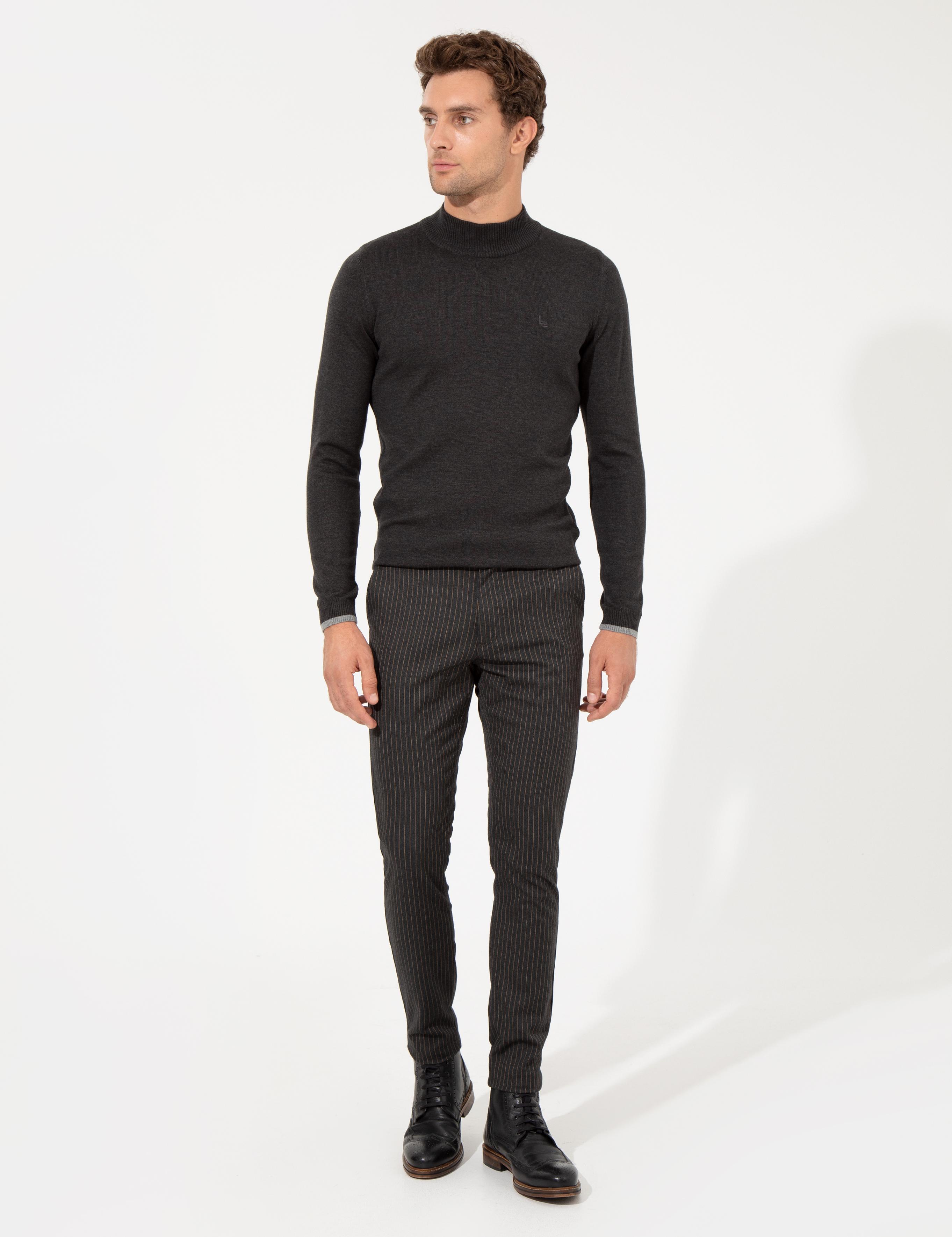 Antrasit Slim Fit Kanvas Pantolon - 50257047128