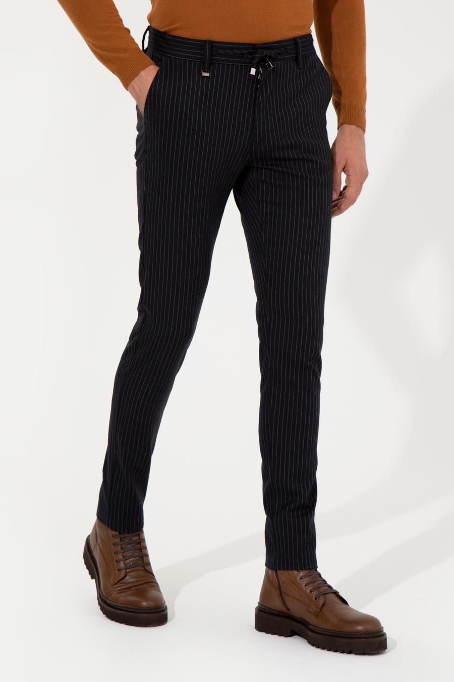 Lacivert Slim Fit Kanvas Pantolon - 50257047034