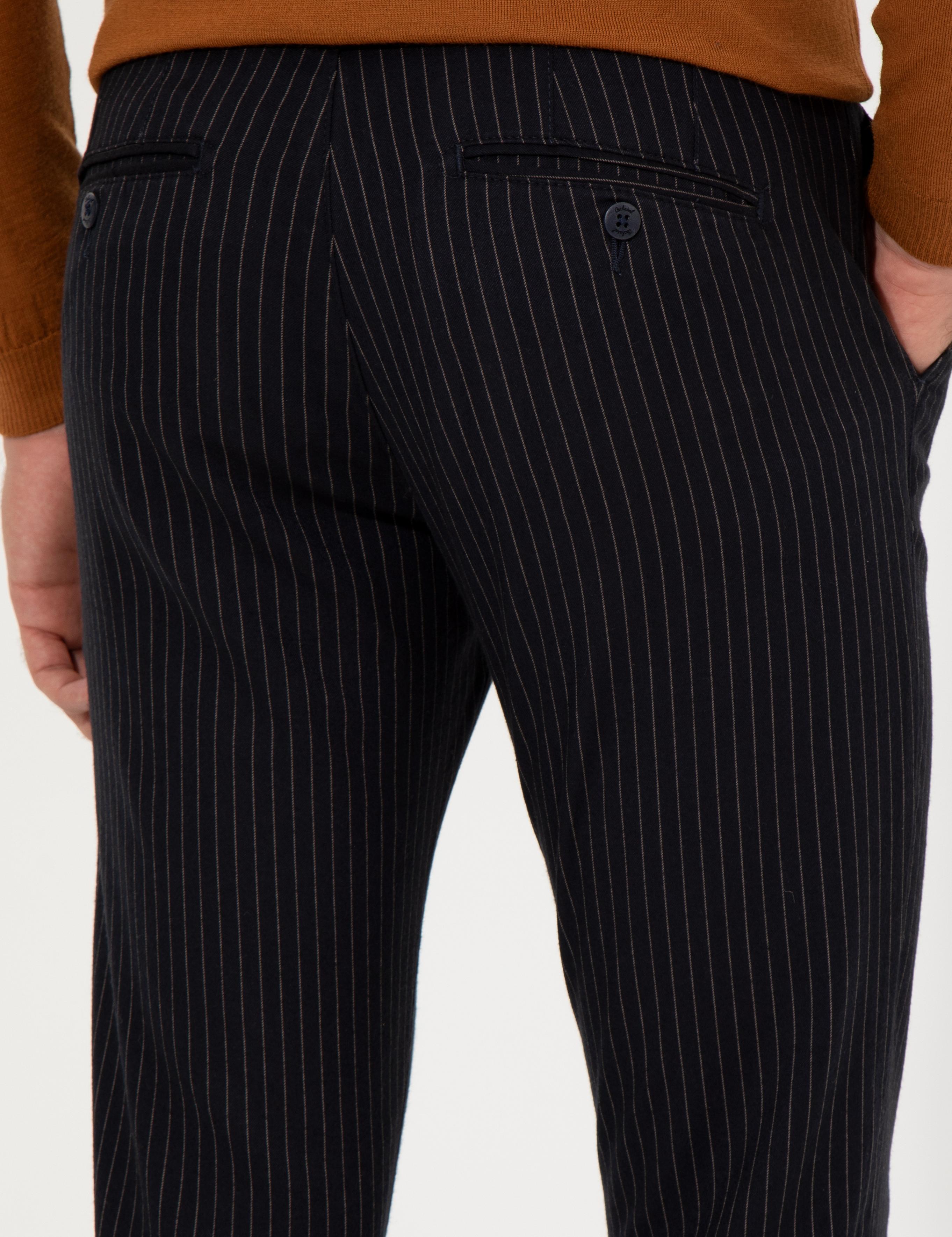 Lacivert Slim Fit Kanvas Pantolon - 50257047034