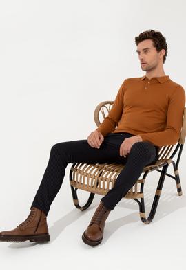 Lacivert Slim Fit Kanvas Pantolon