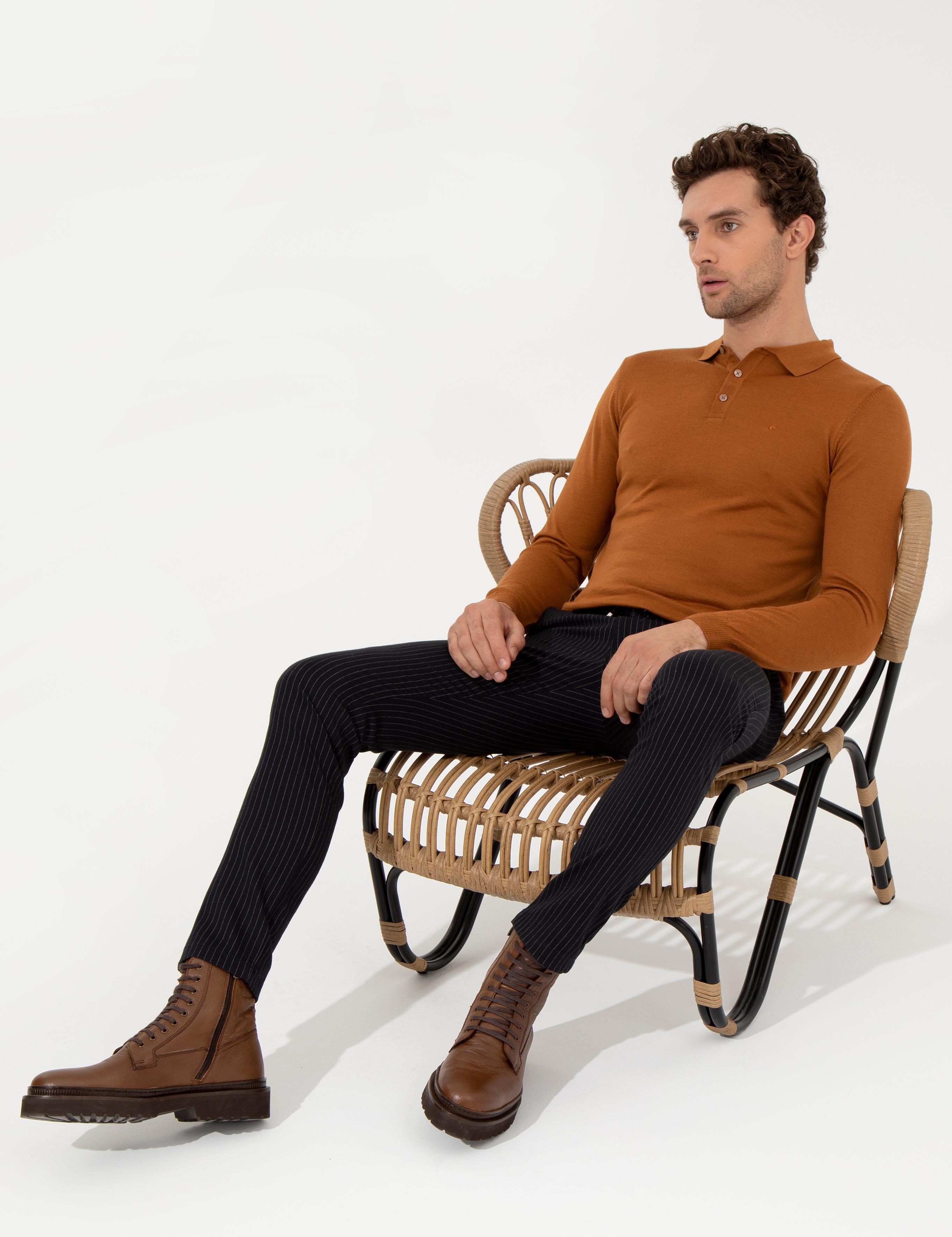 Lacivert Slim Fit Kanvas Pantolon - 50257047034