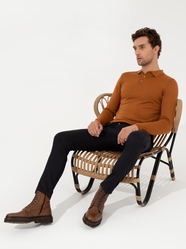 Lacivert Slim Fit Kanvas Pantolon