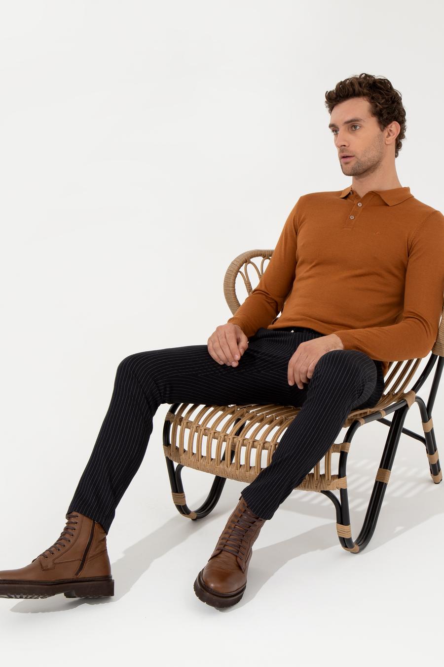 Lacivert Slim Fit Kanvas Pantolon - 50257047034