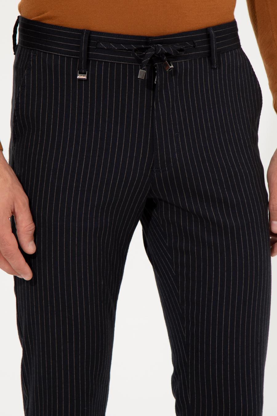 Lacivert Slim Fit Kanvas Pantolon - 50257047034
