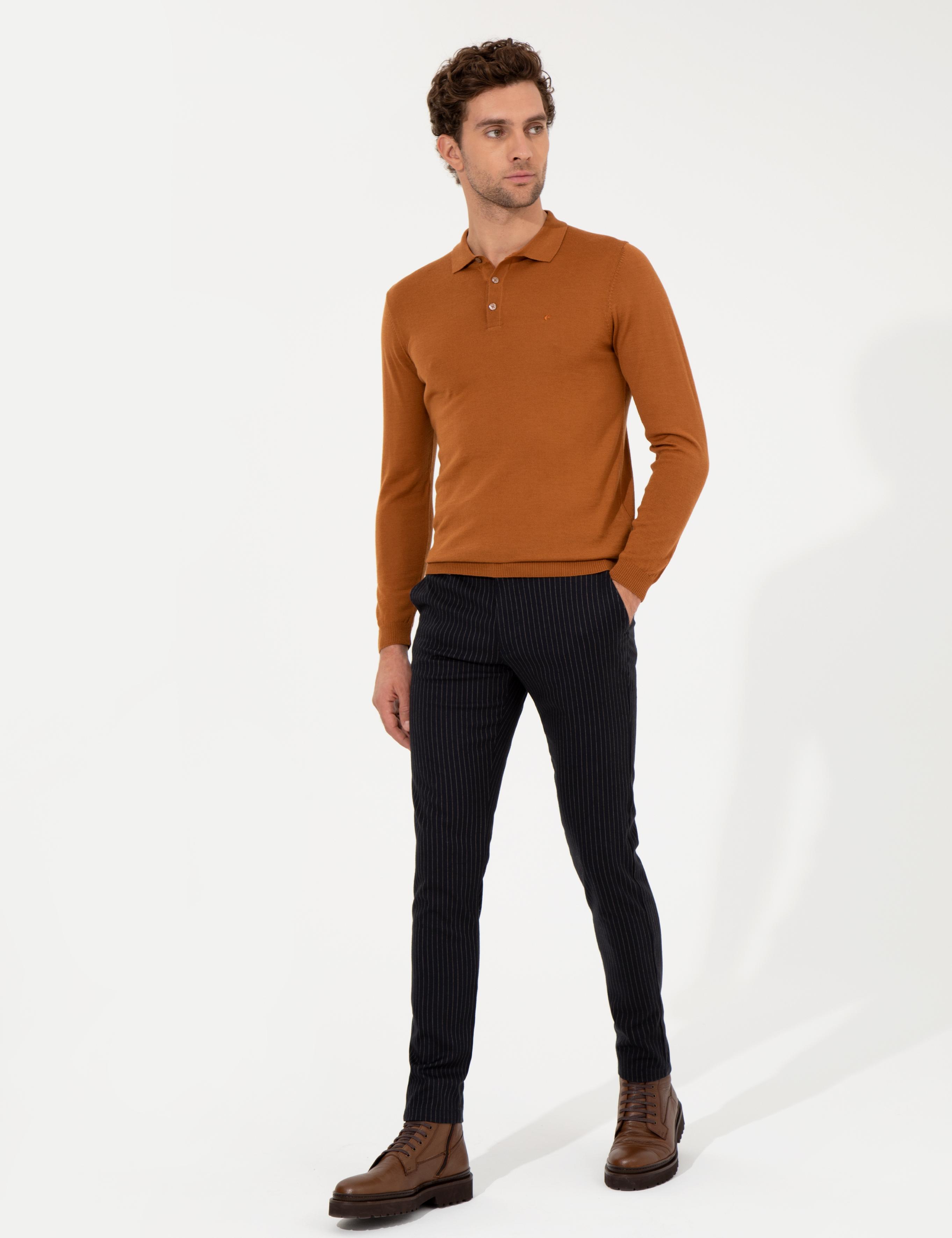 Lacivert Slim Fit Kanvas Pantolon - 50257047034