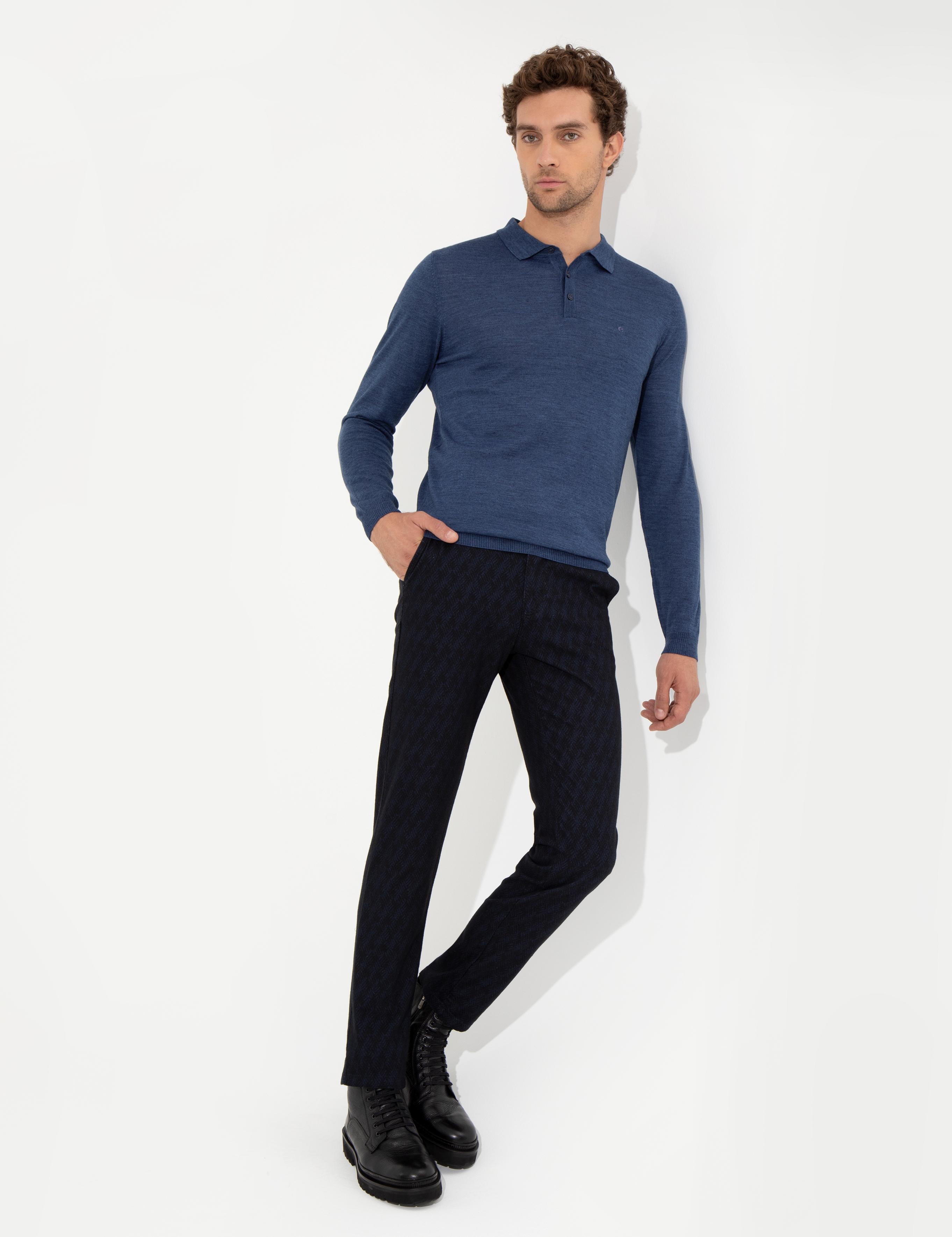 Lacivert Slim Fit Kanvas Pantolon - 50259433008