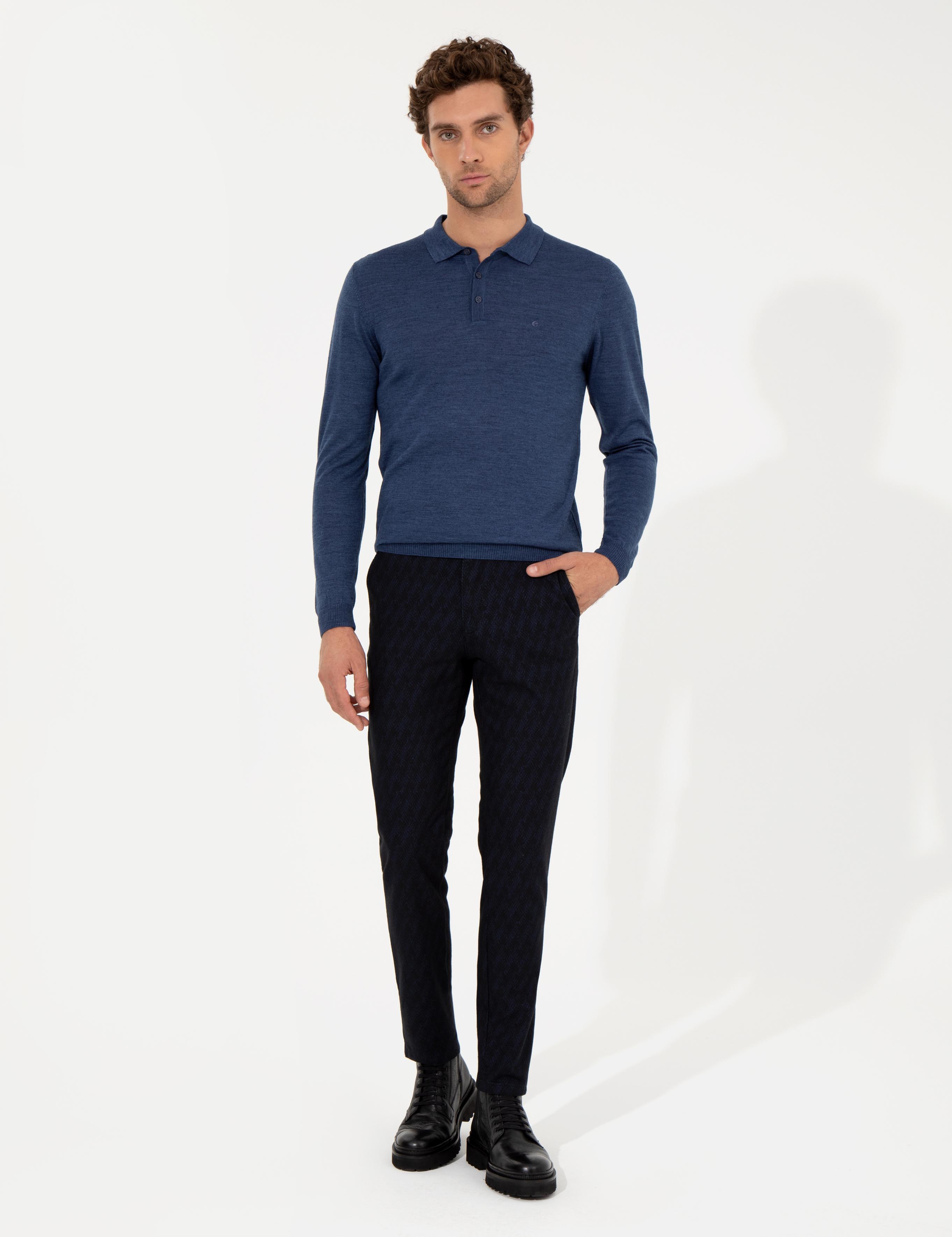 Lacivert Slim Fit Kanvas Pantolon - 50259433008