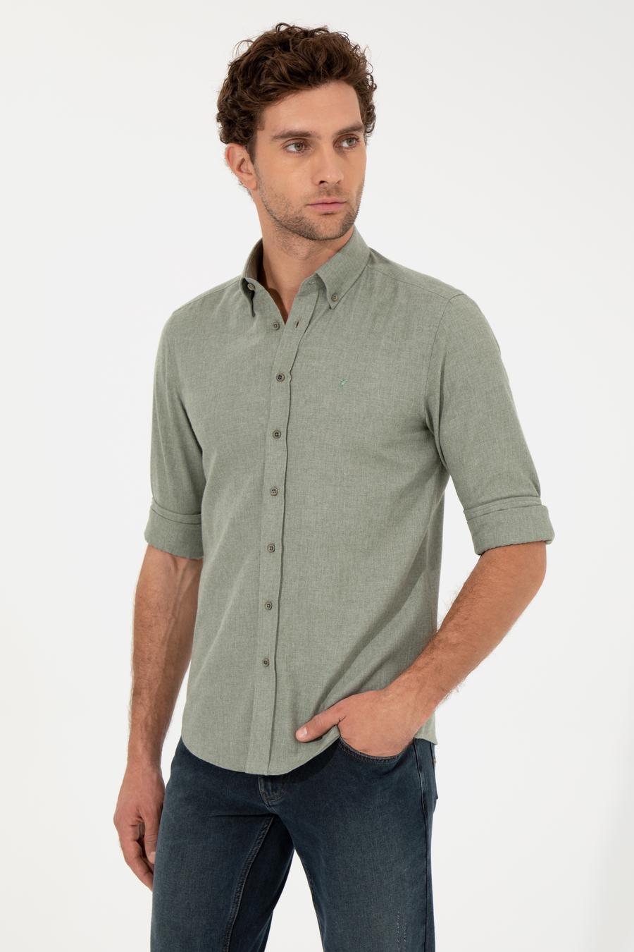 Açık Yeşil Slim Fit Uzun Kollu Gömlek - 50256919276