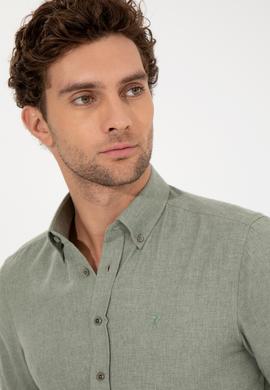 Açık Yeşil Slim Fit Uzun Kollu Gömlek
