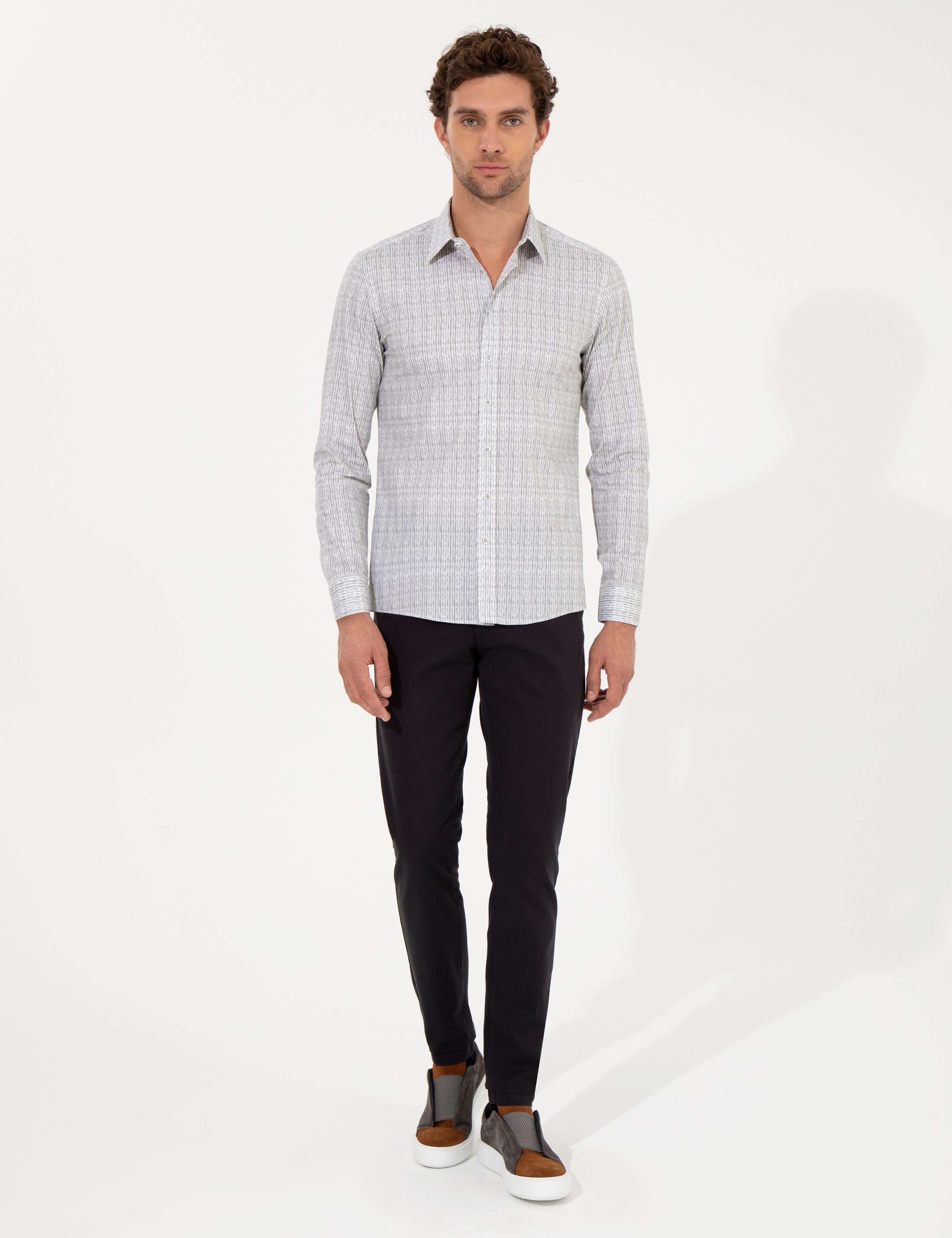Haki Slim Fit Uzun Kollu Gömlek - 50256728025