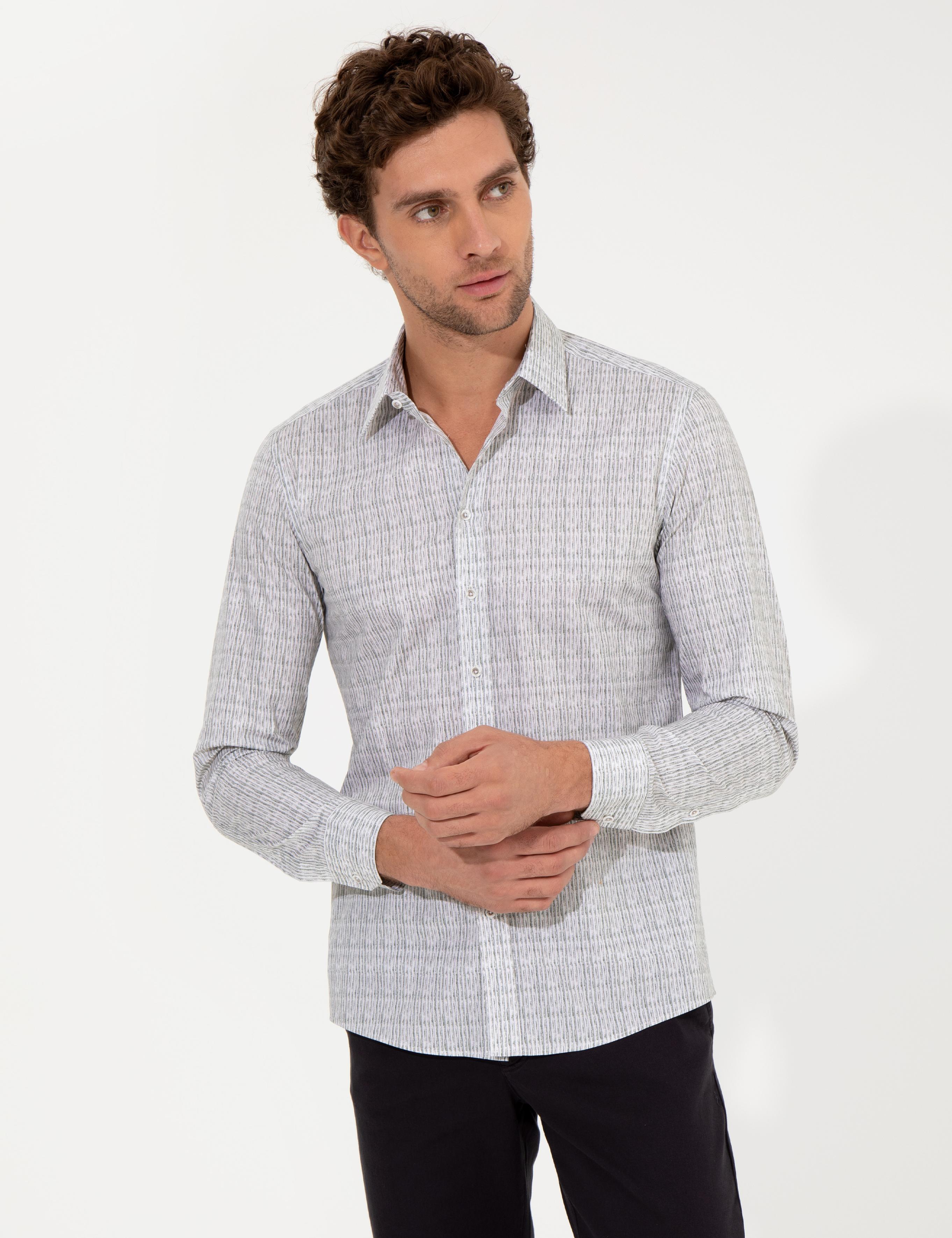 Haki Slim Fit Uzun Kollu Gömlek - 50256728025
