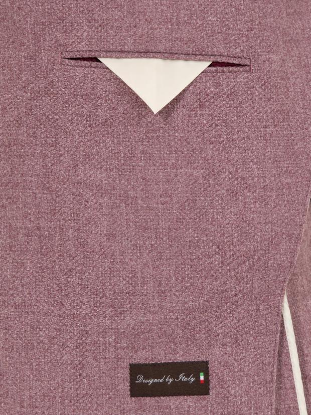 Gül Kurusu Slim Fit Yün Karışımlı Mikro Desenli Ceket