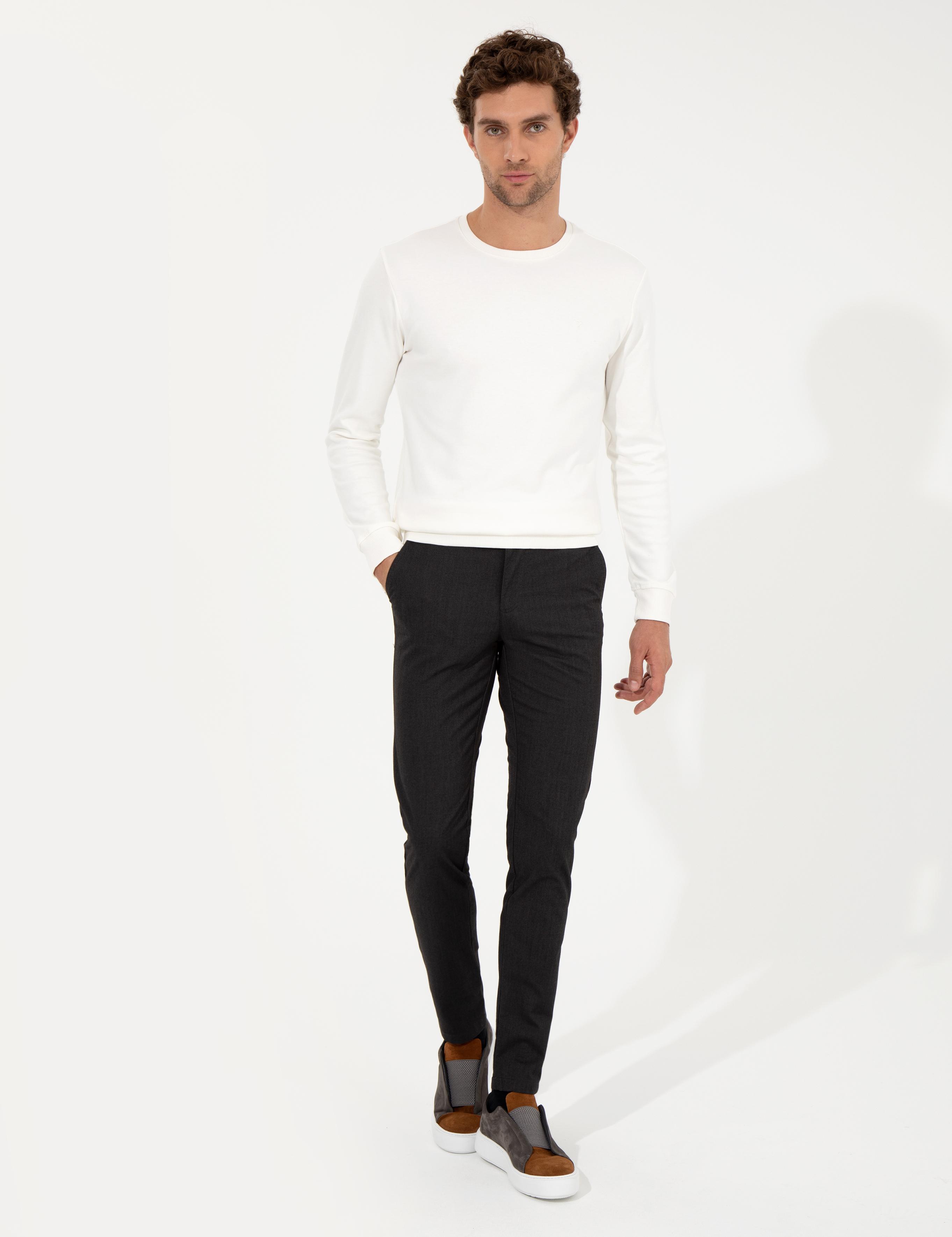 Siyah Slim Fit Kanvas Pantolon - 50259435358