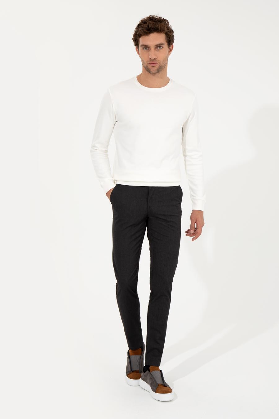 Siyah Slim Fit Kanvas Pantolon - 50259435358