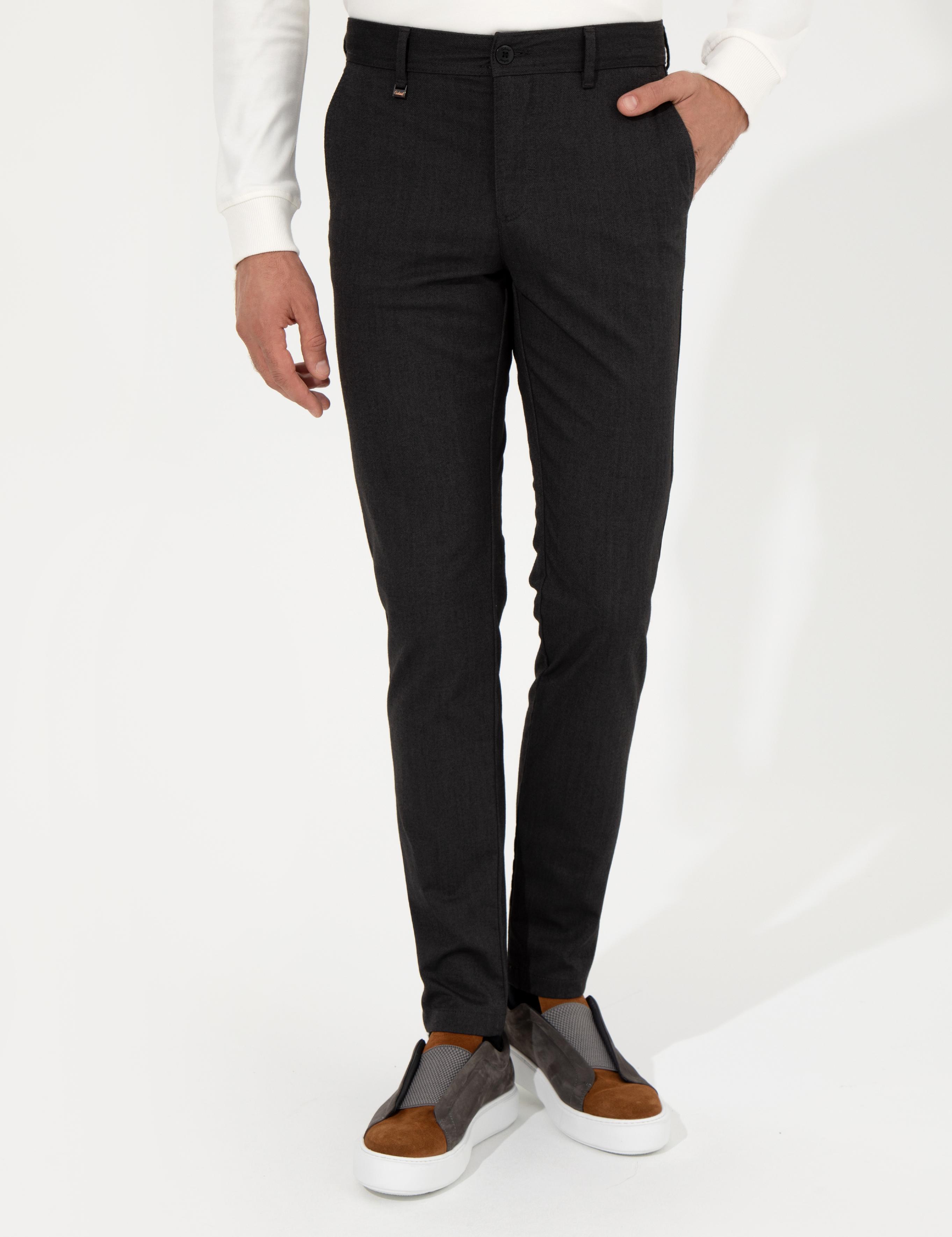 Siyah Slim Fit Kanvas Pantolon - 50259435358