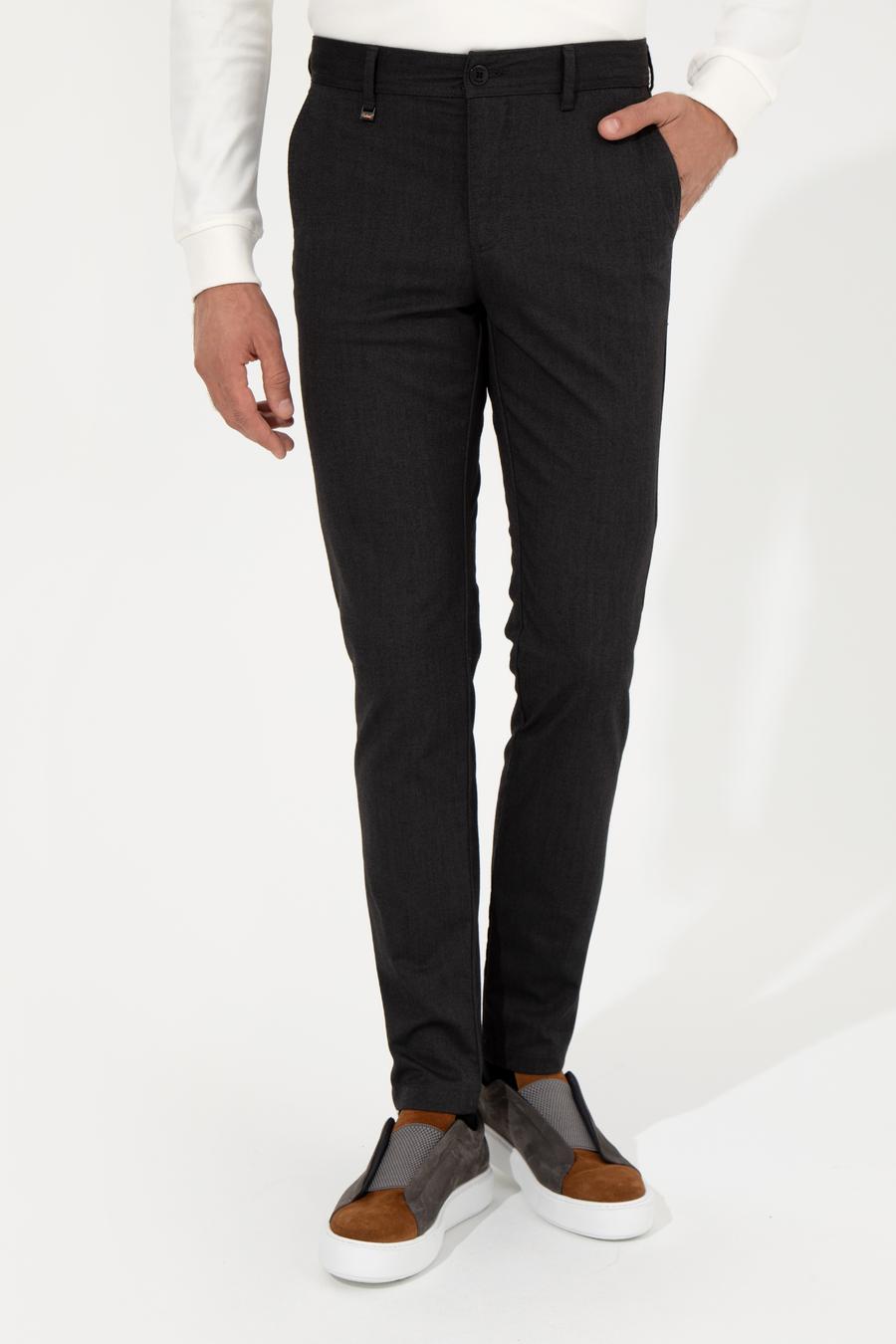 Siyah Slim Fit Kanvas Pantolon - 50259435358