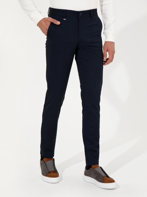 Lacivert Slim Fit Kanvas Pantolon