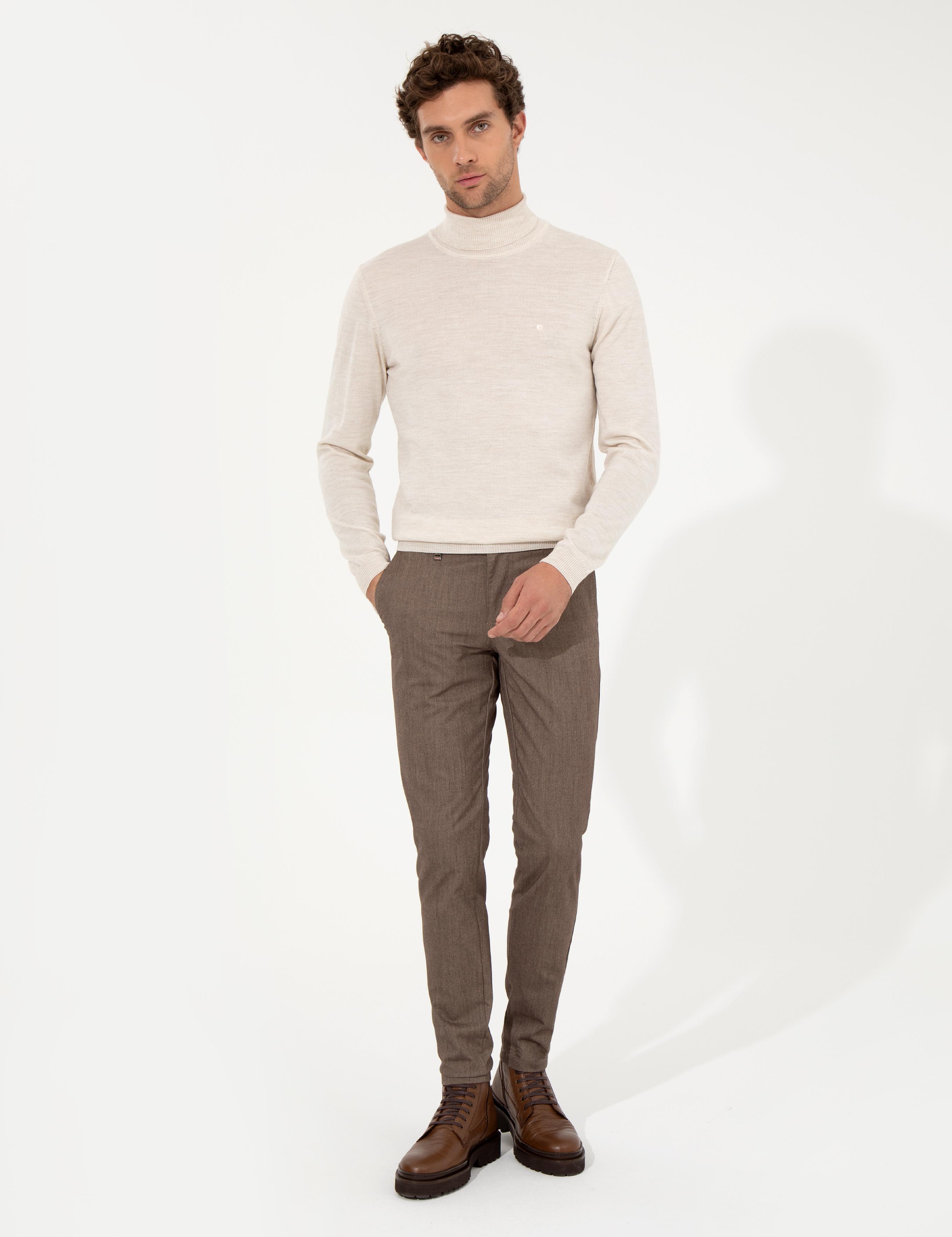 Kahverengi Slim Fit Kanvas Pantolon - 50259435338
