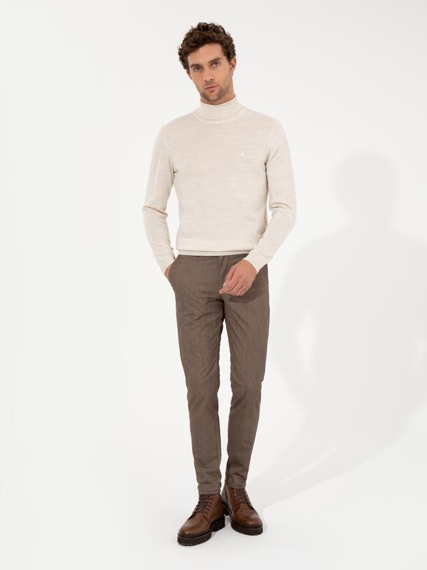 Kahverengi Slim Fit Kanvas Pantolon