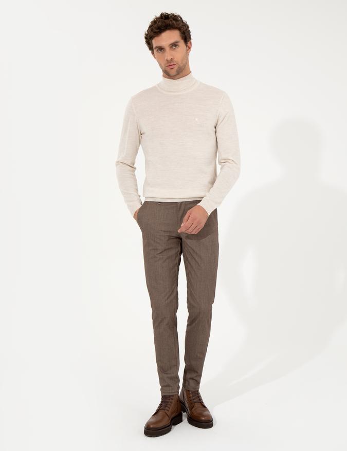 Kahverengi Slim Fit Kanvas Pantolon