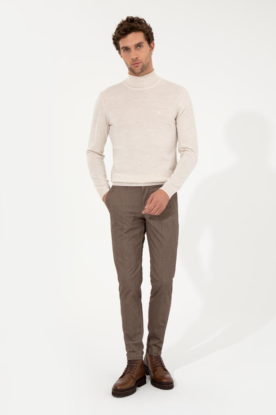 Kahverengi Slim Fit Kanvas Pantolon - 50259435338