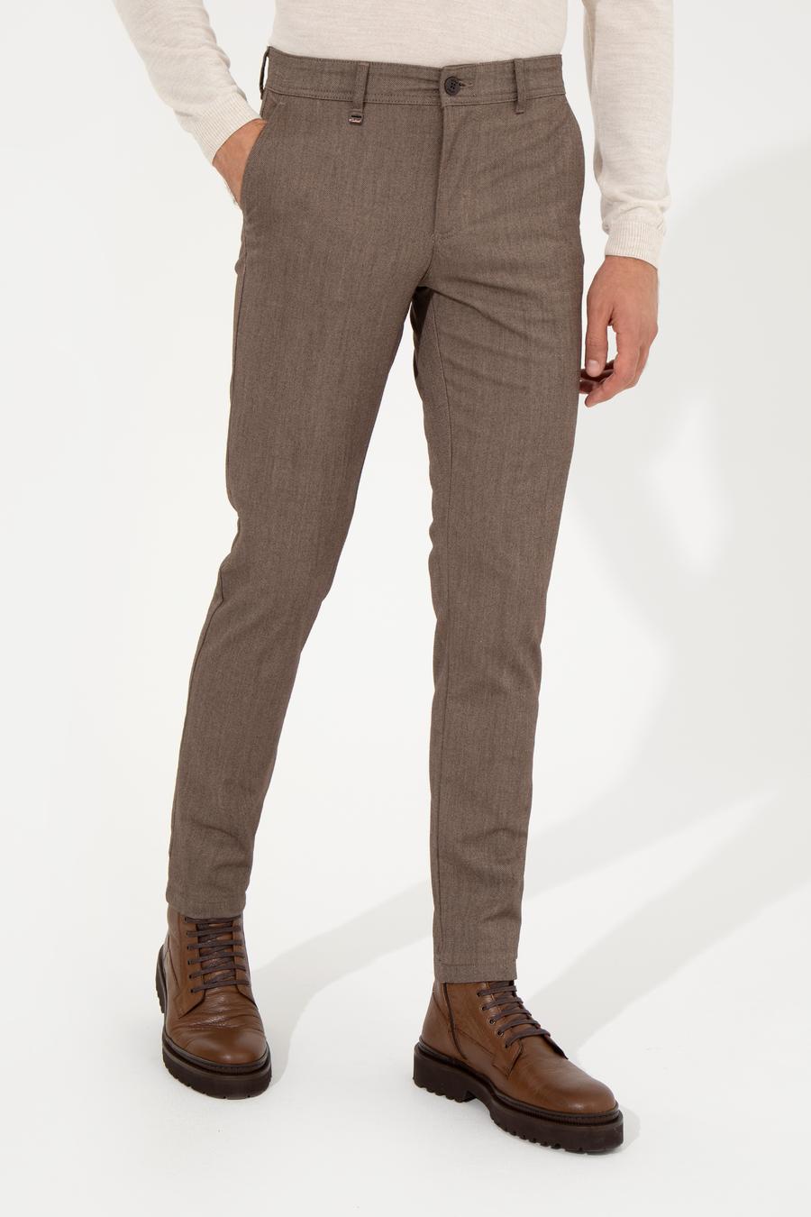 Kahverengi Slim Fit Kanvas Pantolon - 50259435338