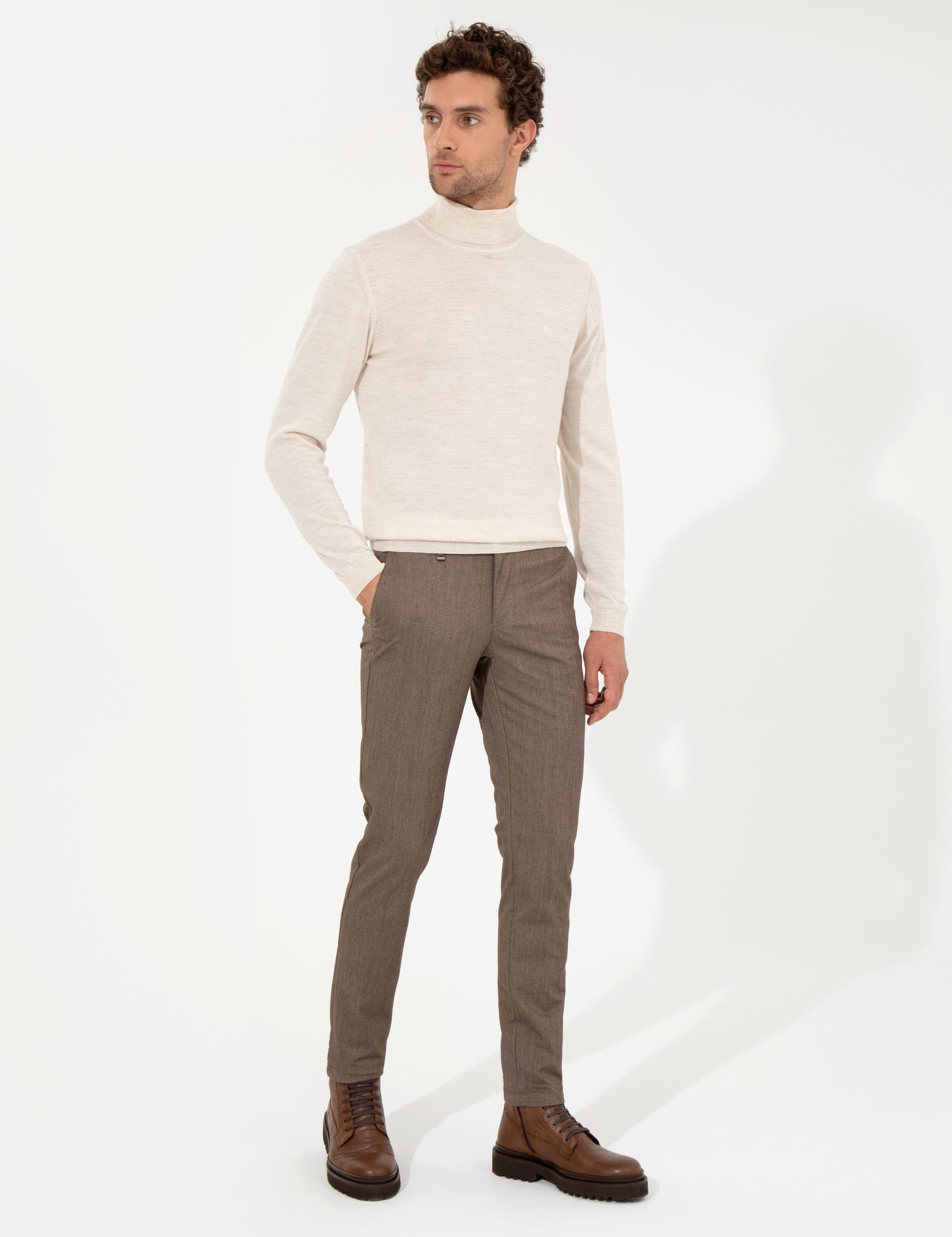 Kahverengi Slim Fit Kanvas Pantolon - 50259435338
