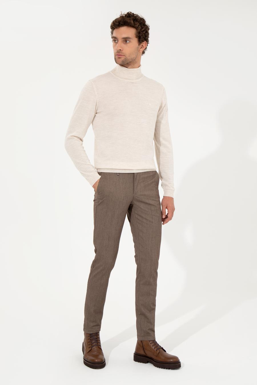 Kahverengi Slim Fit Kanvas Pantolon - 50259435338