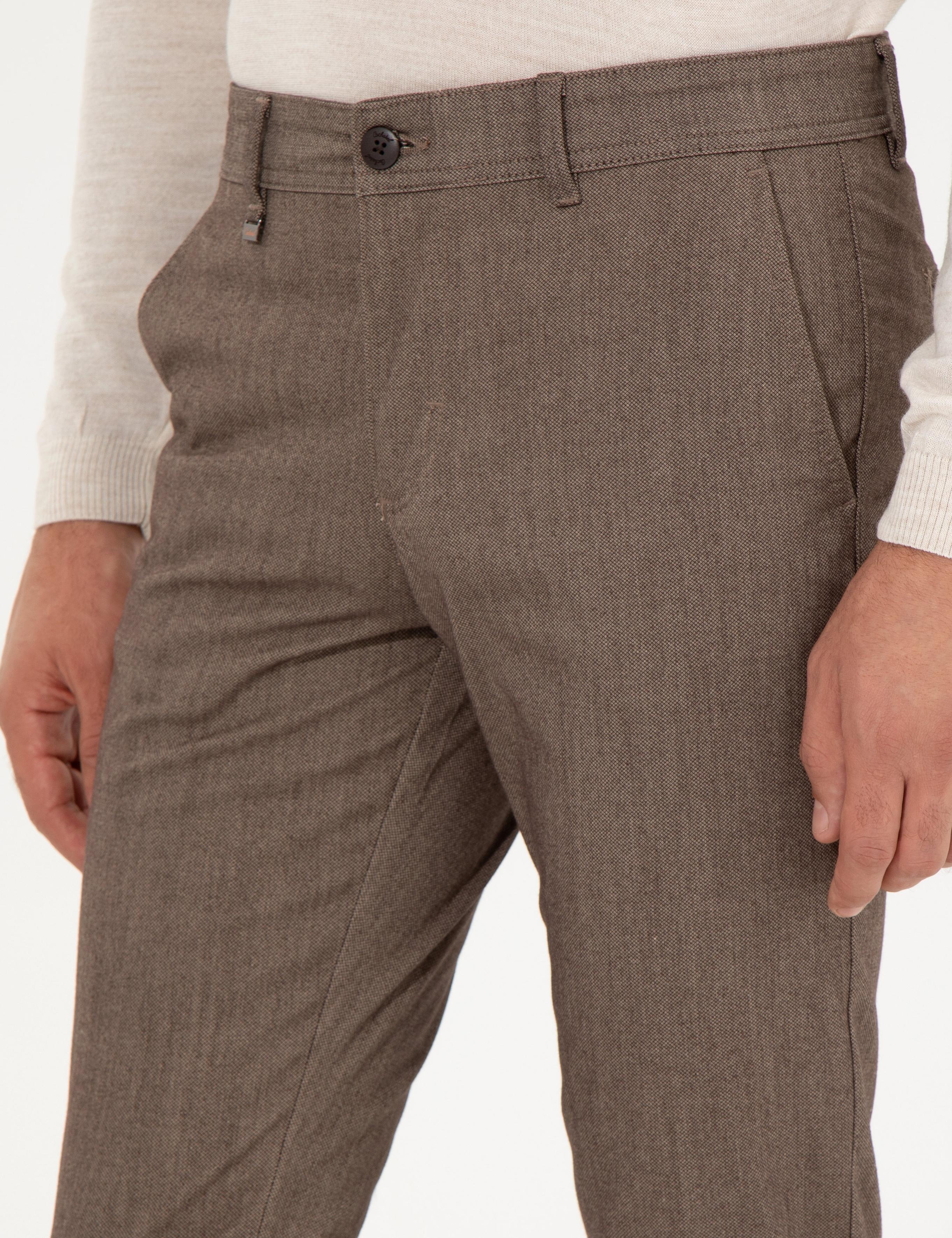 Kahverengi Slim Fit Kanvas Pantolon - 50259435338