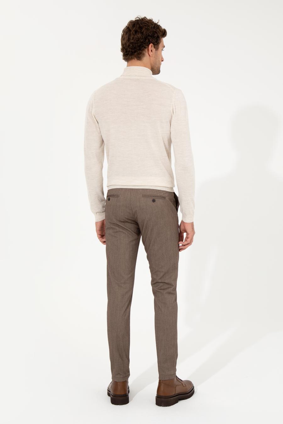 Kahverengi Slim Fit Kanvas Pantolon - 50259435338