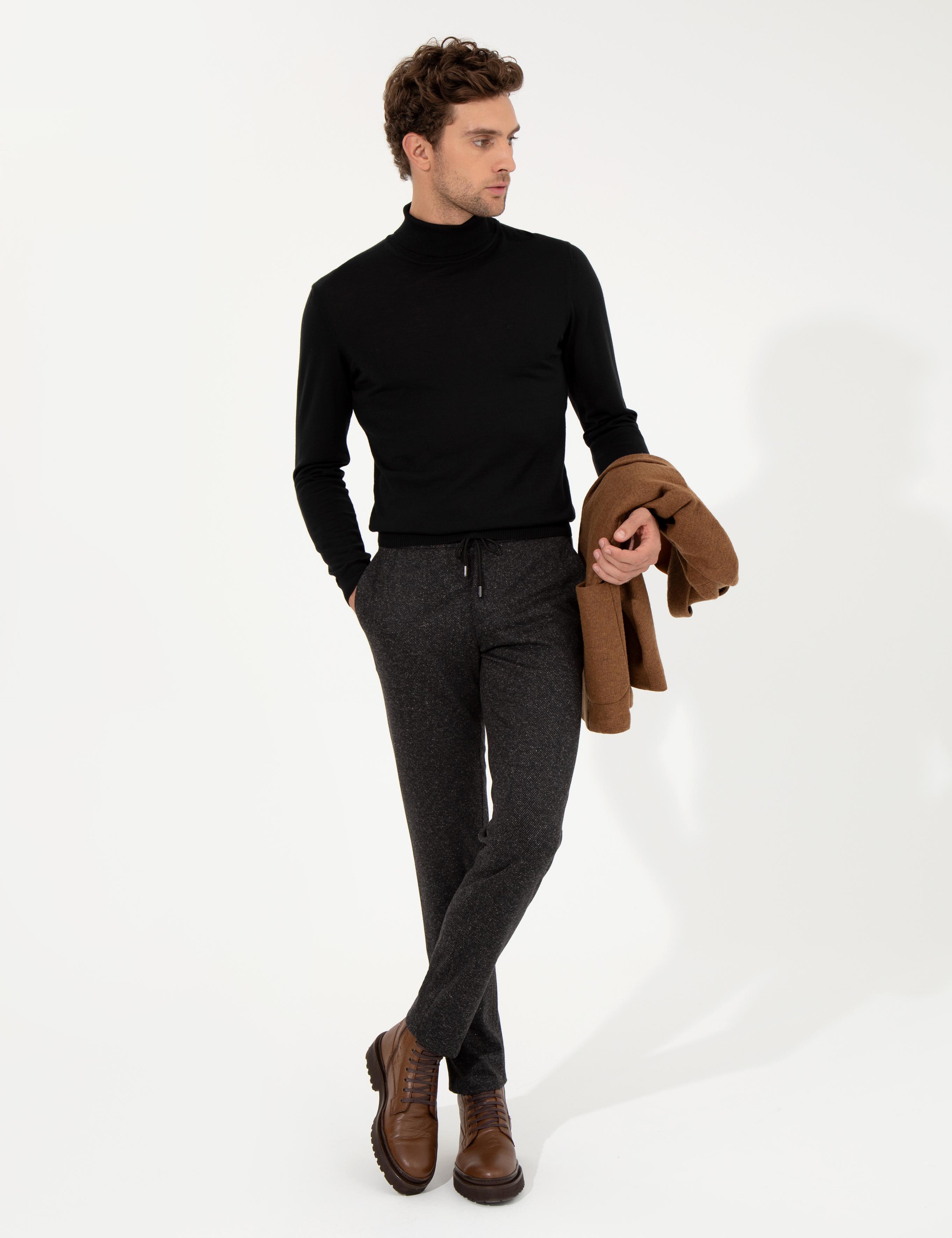 Siyah Ekstra Slim Fit Klasik Pantolon - 50256007006