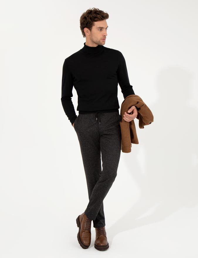 Siyah Ekstra Slim Fit Klasik Pantolon
