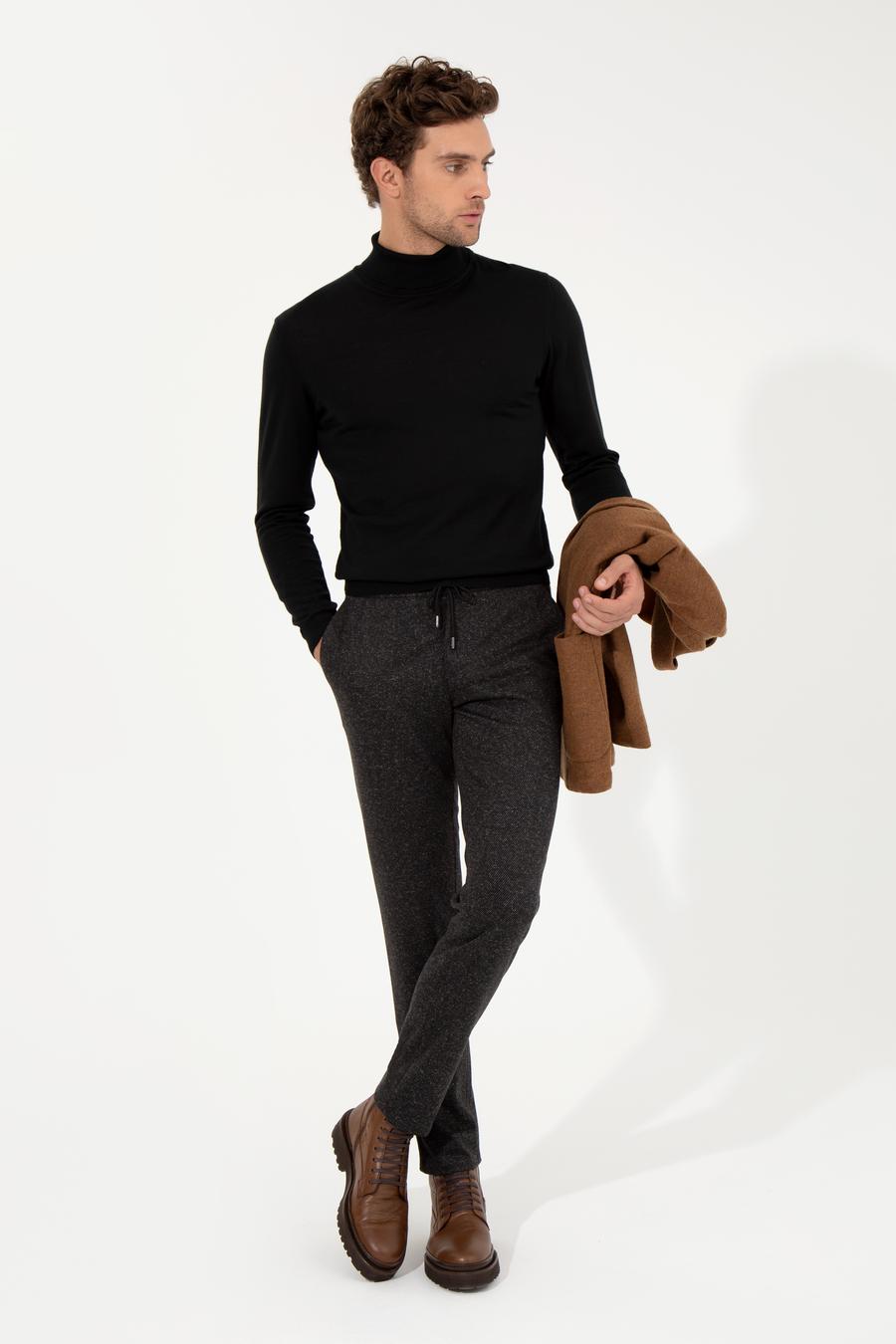 Siyah Ekstra Slim Fit Klasik Pantolon - 50256007006