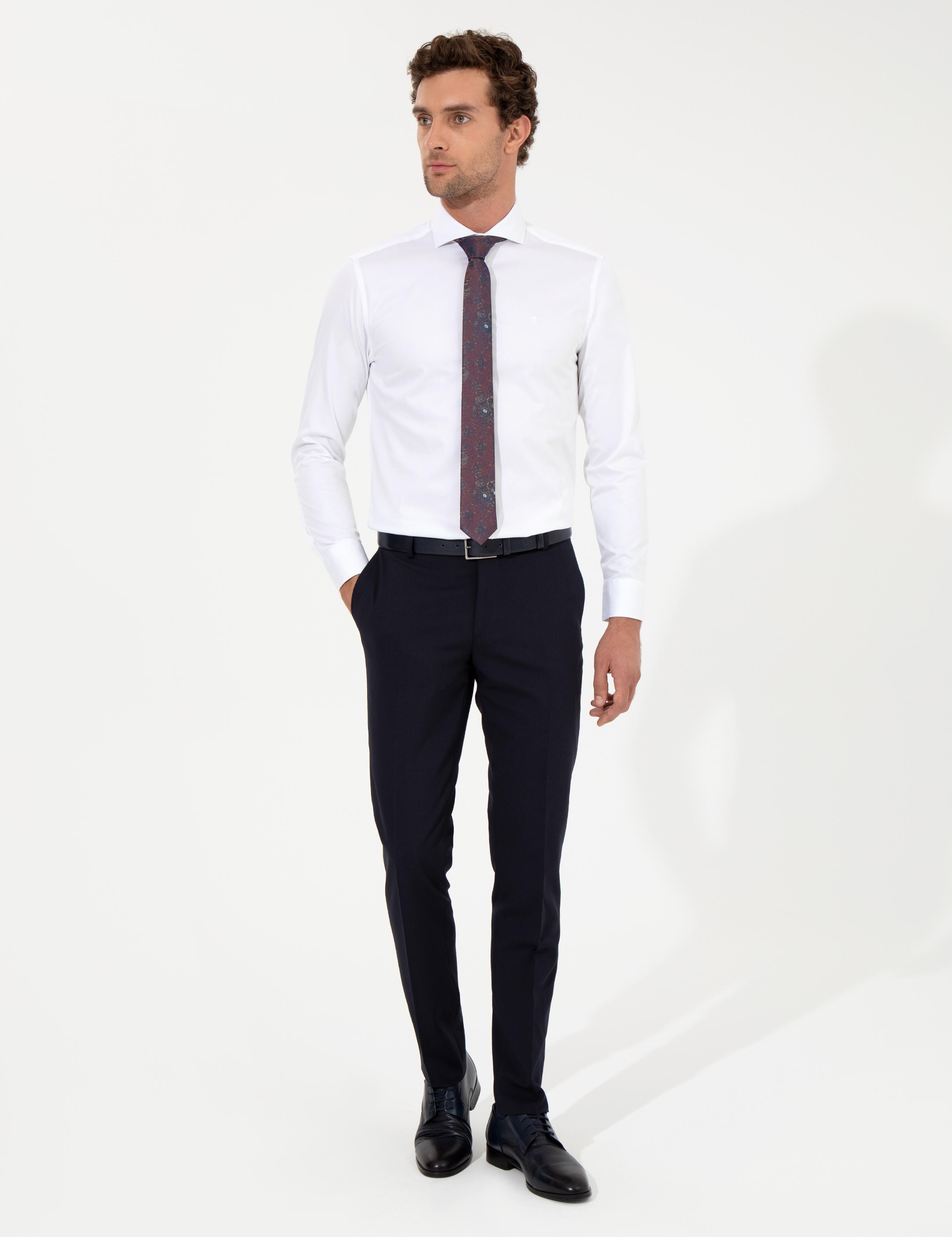 Beyaz Slim Fit Uzun Kollu Basic Gömlek - 50259831044