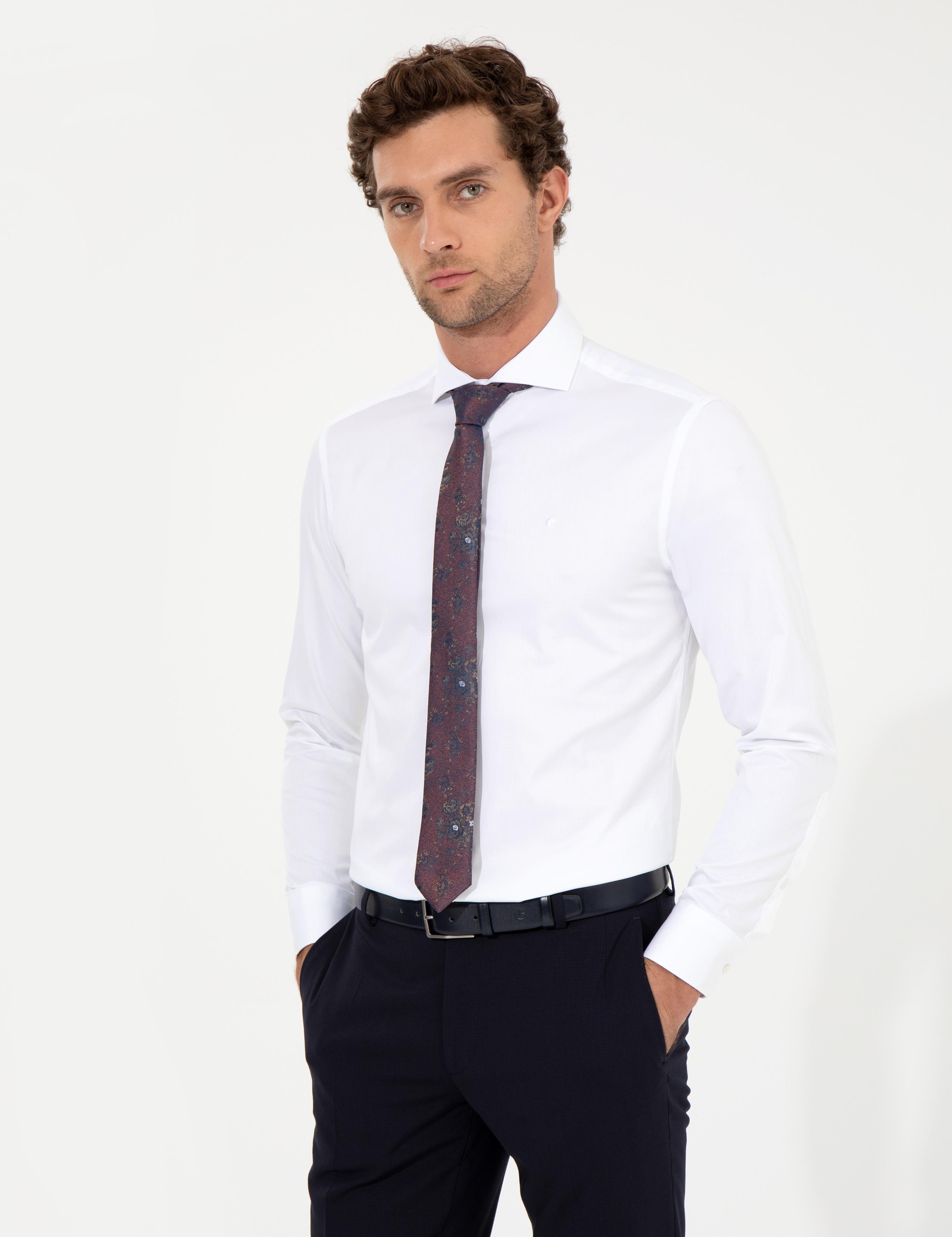 Beyaz Slim Fit Uzun Kollu Basic Gömlek - 50259831044